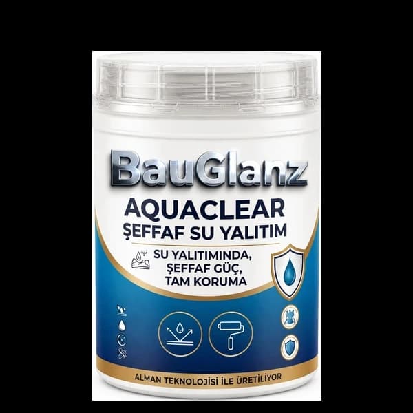 BauGlanz AQUACLEAR şeffaf su yalıtımı ürün ambalajı
